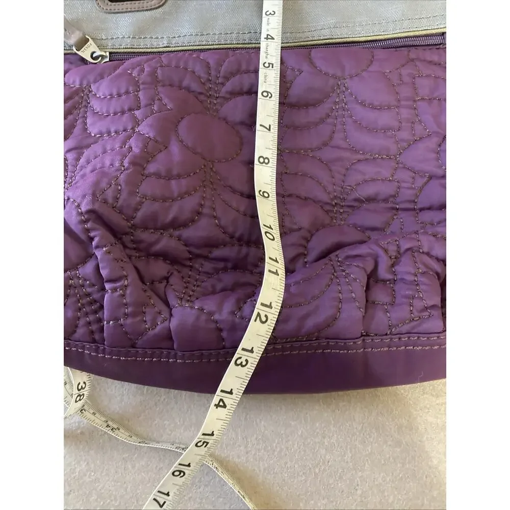 Fossil Key-Per shoulder bag Plum‎ Purple Silver Quilted Purse